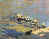 River Rocks, plein air oil painting by Jeffrey Smith