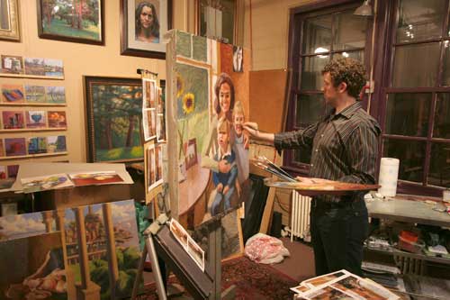 Work in progress photo of Jeffrey Smith in his Minneapolis studio.