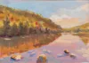 Casein painting of the Bubble Pond in Acadia National Park - Jeffrey Smith