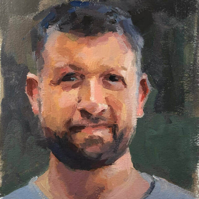 A picture of a oil painting of Minneapoiis artis Jeffrey Smith